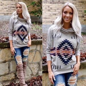 Hope Horizon Aztec Print Western Shirt Size M